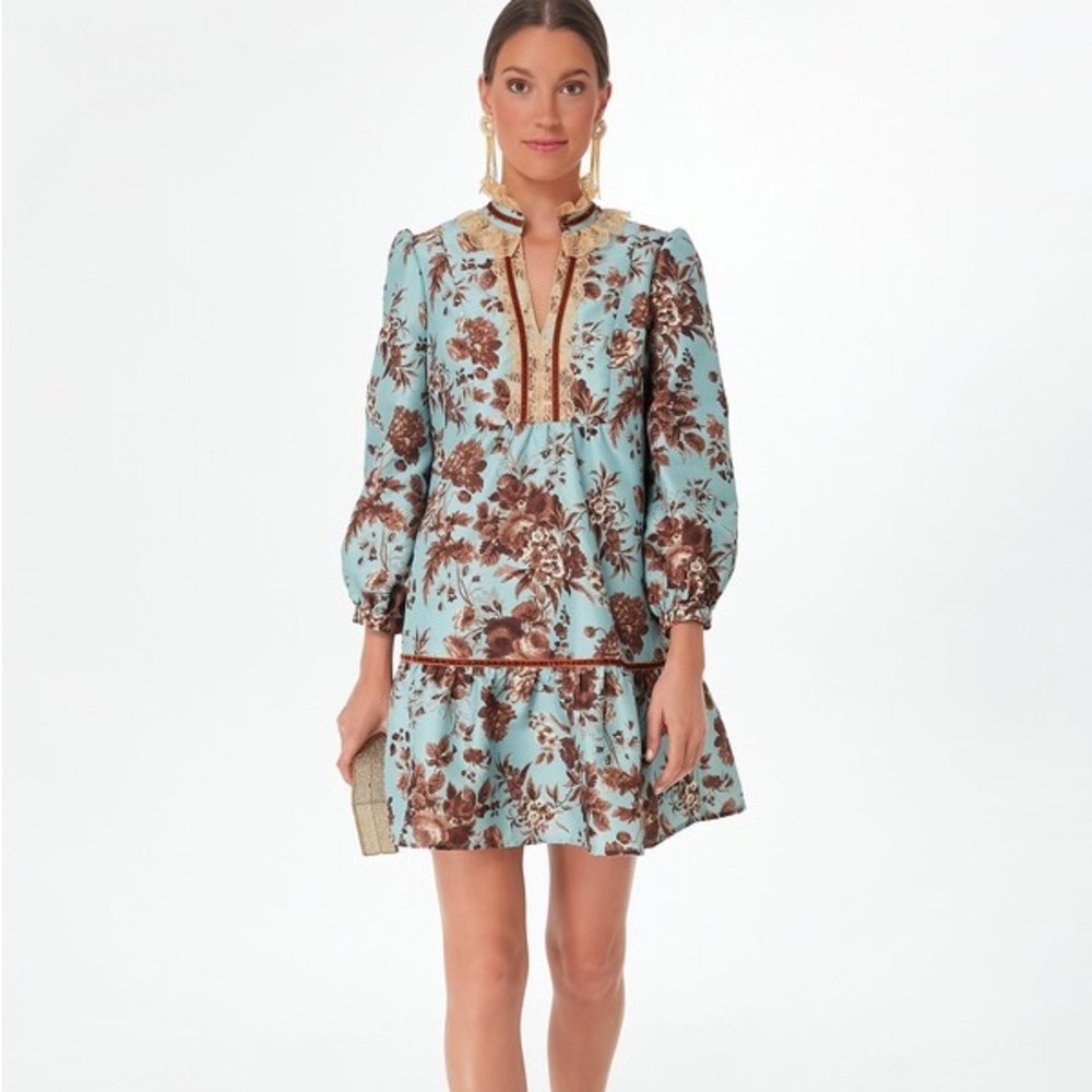 Tuckernuck Robin's Egg Blue Long Sleeve Drop Waist Palmerston Dress: L